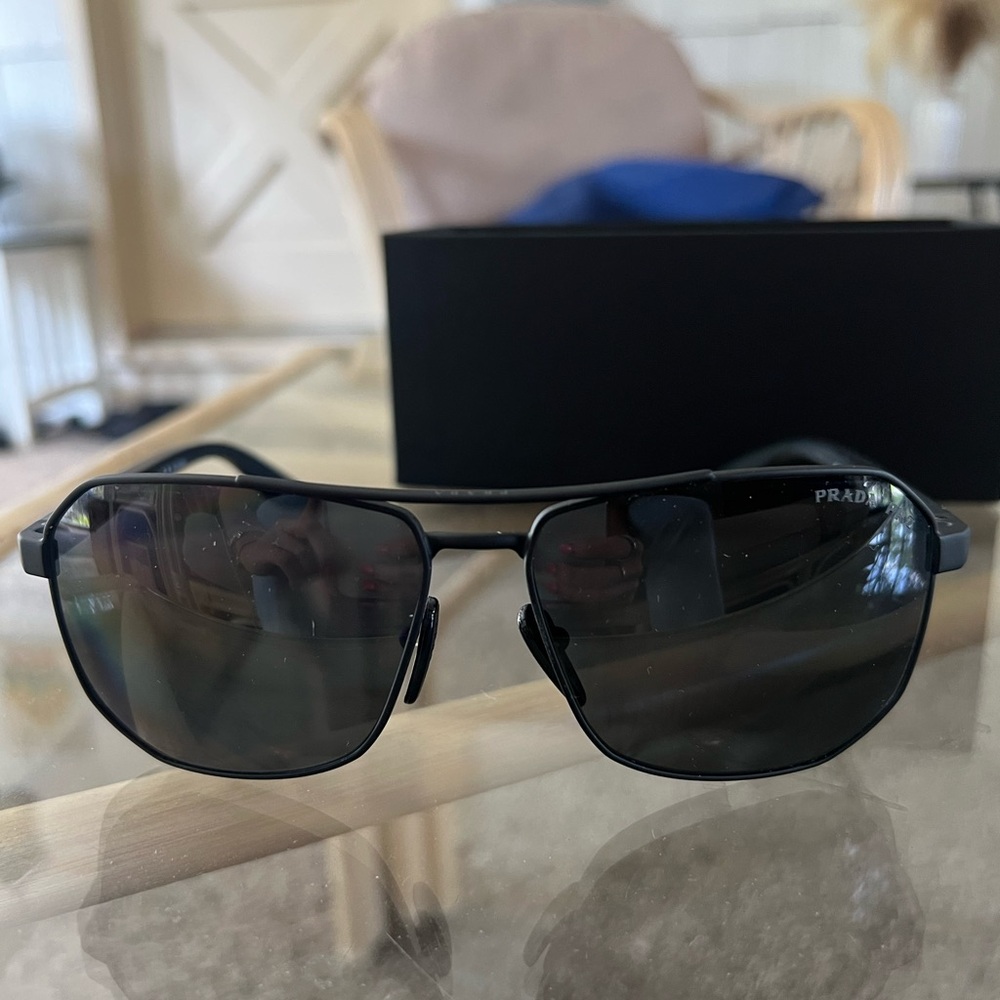 Prada Dark Gray Aviator Sunglasses